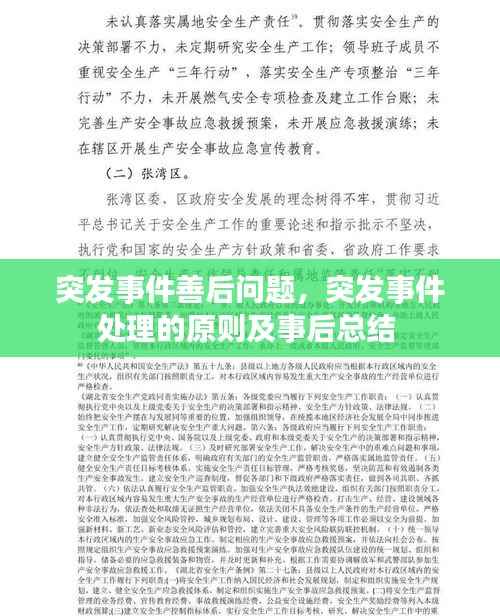 突发事件善后问题,突发事件处理的原则及事后总结