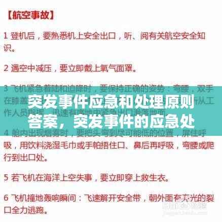 突发事件应急和处理原则答案,突发事件的应急处置应遵循以下几个原则