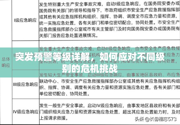 突发预警等级详解,如何应对不同级别的危机挑战