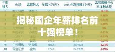 揭秘国企年薪排名前十强榜单!